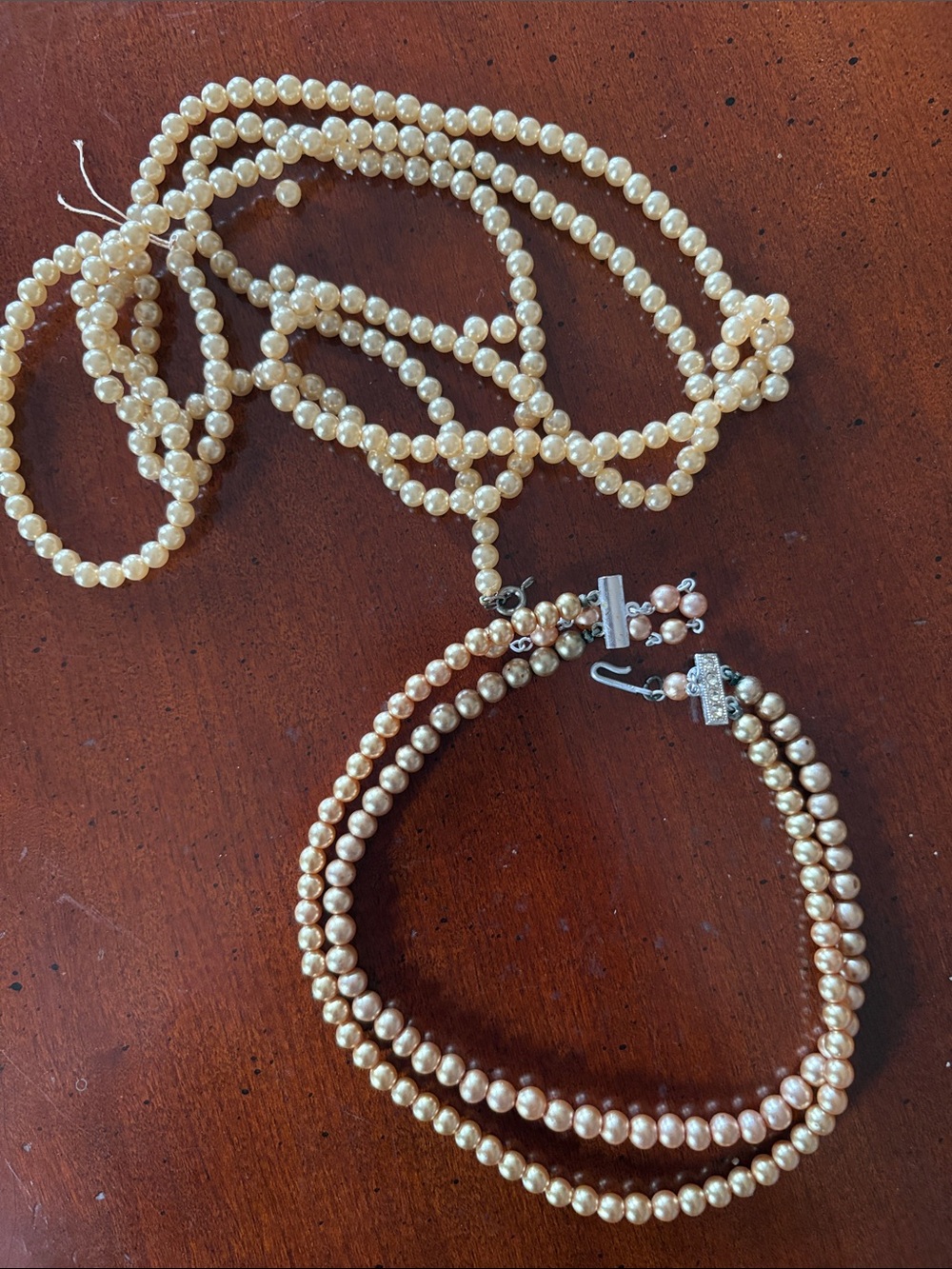 Champagne Pearl Multi-Strand NecklaceVintage Lot of two strands of pearls.